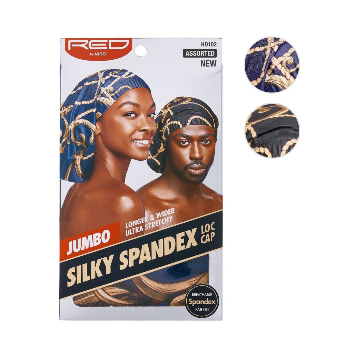 RED SILKY SPANDEX LOC CAP JUMBO ASST