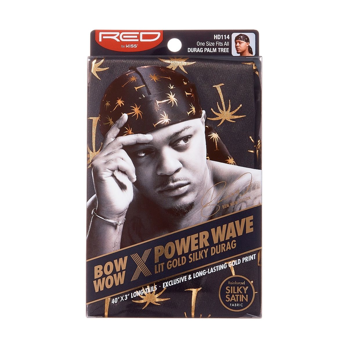 RED POWER WAVE LIT SILKY DURAG - PALM TREE