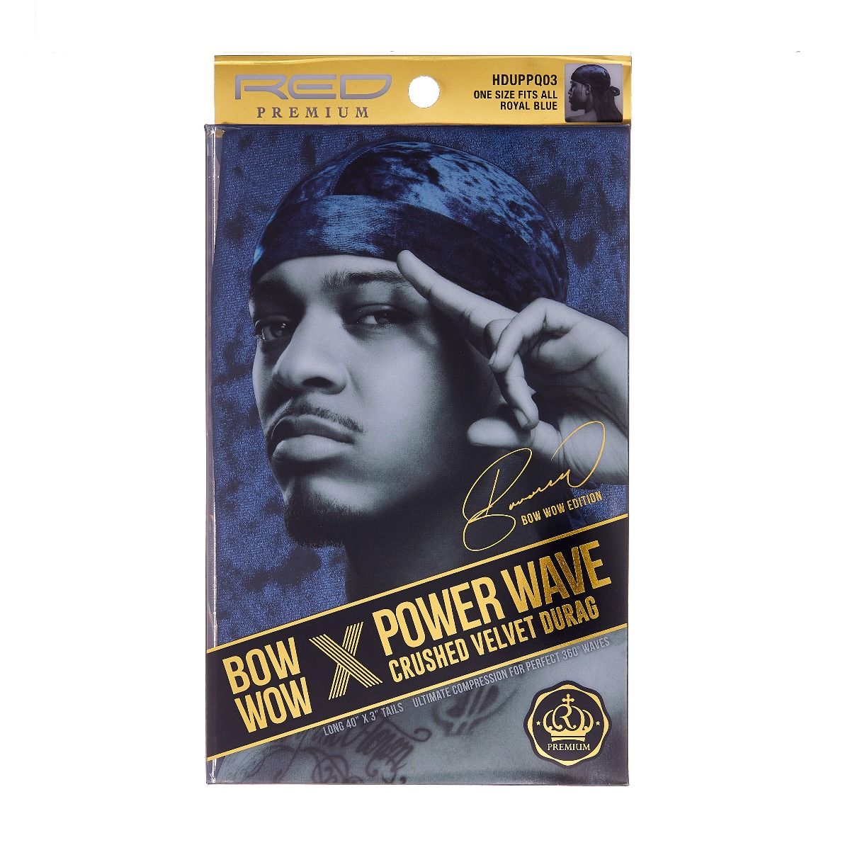 (HD83) RED CRUSH VELVET DURAG - ROYAL BLUE