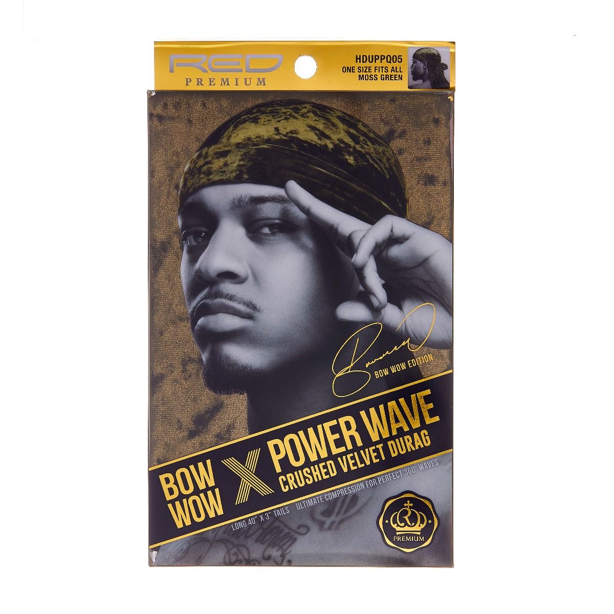 (HD85) RED CRUSH VELVET DURAG - MOSS GREEN