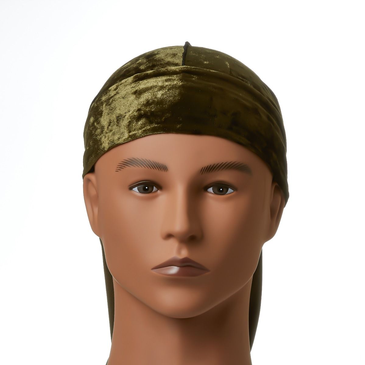 (HD85) RED CRUSH VELVET DURAG - MOSS GREEN