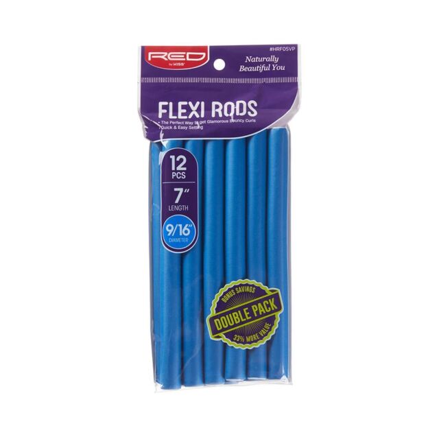 Red by Kiss FlexiRods 7" 9/16" Value Pack 12piece Blue.